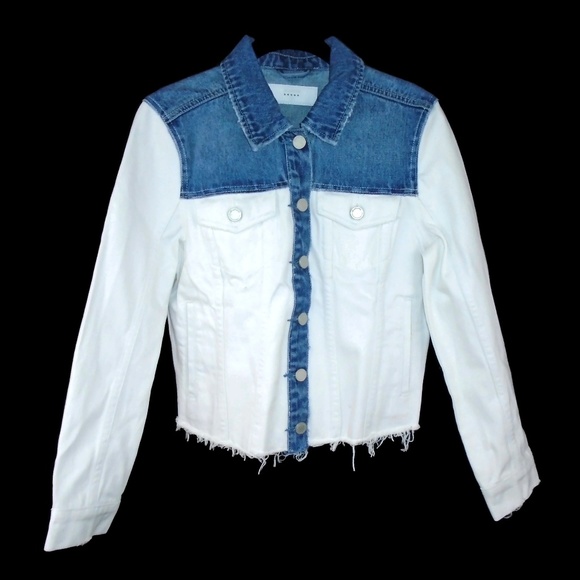 Blank NYC Jackets & Blazers - BlankNYC Denim Jacket White Blue Cut Off Style Blank NYC Jackets & Blazers - BlankNYC Denim Jacket White Blue Cut Off Style